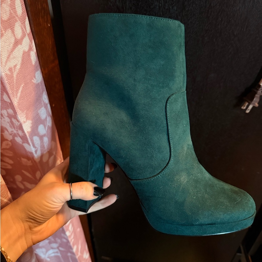 JustFab Teal Heeled Boots